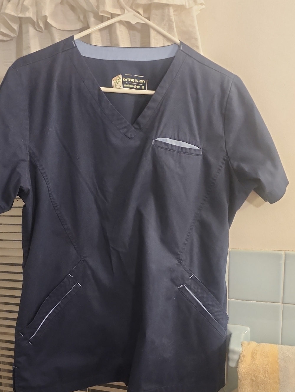 Womens Navy V-Neck Scrub Top